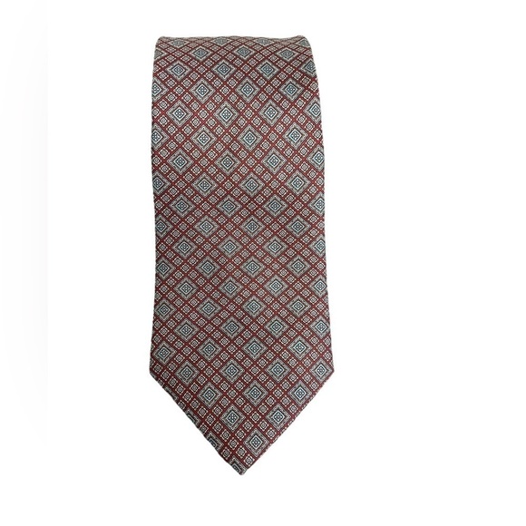 CHRISTIAN Dior Vintage Men’s Designer Geometric Squares Silk Tie Medallion 3.5 - Picture 1 of 7